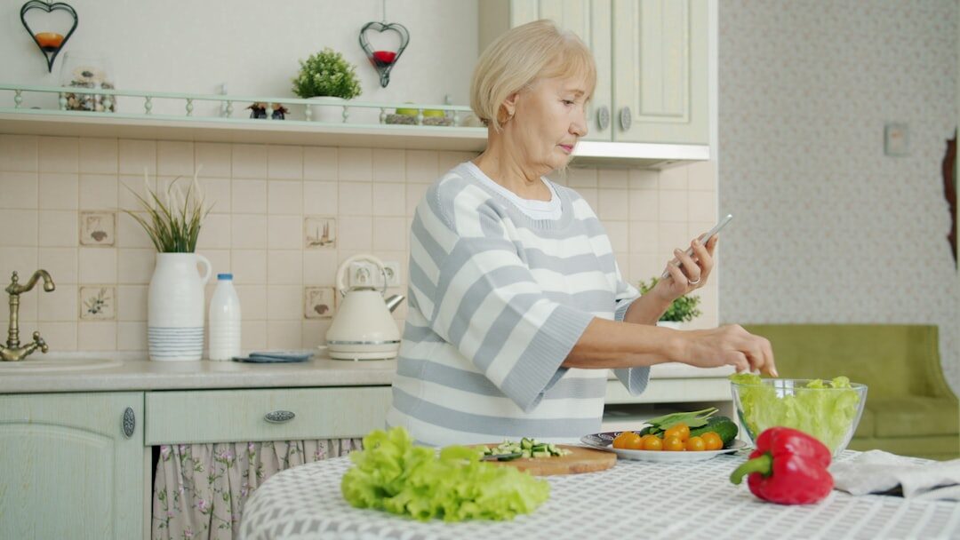senior eating healthy meal